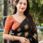 Rajwada Black Silk Blend Woven Saree For Women