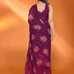 Rajwada Wine Silk Blend Floral Print Saree For Women