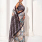 Rajwada Multicolour Cotton Linen Solid Printed Saree For Women