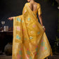 Rajwada Yellow Organza Solid Saree For Women