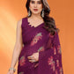 Rajwada Wine Silk Blend Floral Print Saree For Women
