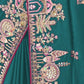 Rajwada Teal Green Satin Embroidered Saree For Women