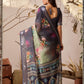 Rajwada Grey Linen Cotton Printed Saree For Women