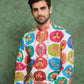Rajwada Multicolor Rayon Printed and Embroidered Stitched Kurta For Men