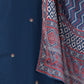 Rajwada Teal Blue Chanderi Embriodered Stitched Kurta Set For Women