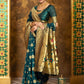 Rajwada Deep Teal Blue Silk Blend Woven Pithani Saree For Women