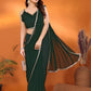 Rajwada Green Georgette Plain Saree With Unstitched Blouse For Women