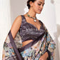 Rajwada Multicolour Cotton Linen Solid Printed Saree For Women