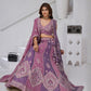 Rajwada Purple Georgette Tissue Embroidered Semi-Stitched Lehenga For Women