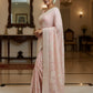 Rajwada Peach Organza Embroidered Solid Saree For Women