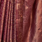Rajwada Wine Silk Blend Woven Saree With Unstitched Blouse For Women