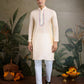 Rajwada Ivory Silk Blend Embellished Kurta For Men