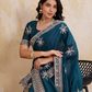 Rajwada Teal Georgette Printed Saree For Women