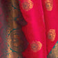 Rajwada Pink Silk Blend Woven Saree With Unstitched Blouse For Women