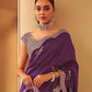 Rajwada Wine Silk Blend Embellished Saree For Women