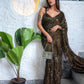 Rajwada Women Dark Green Sequin Saree With Unstitched Blouse