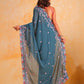 Rajwada Teal  Georgette Embroidered Saree With Unstitched Blouse For Women