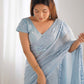 Rajwada Blue Crushed Tissue Embroidered Saree With Unstitched Blouse For Women