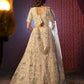 Rajwada Cream Georgette Embroidered Semi-Stitched Lehenga For Women