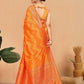 Rajwada Orange Woven Banarasi Silk Saree With Unstitched Blouse for Women