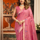 Rajwada Pink Cotton Blend Solid Saree For Women