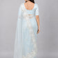 Sky Blue Net Embroidered Saree