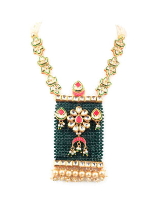 Rajwada Women Green Pearl Necklace Set