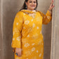Rajwada Mustard Rayon Printed Kurta Set For Women