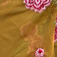 Rajwada Mustard Organza Embroidered Saree With Unstitched Blouse For Women