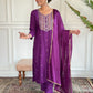Rajwada Purple Rayon Embroidered Stitched Kurta Set For Women