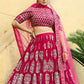 Rajwada Cherry Red Georgette Embroidered Semi-Stitched Lehenga For Women