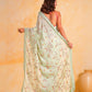 Rajwada Off White Georgette Embroidered Saree With Unstitched Blouse For Women