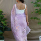 Rajwada Lavender Organza Printed Saree With Unstitched Blouse For Women