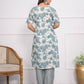 Rajwada Off White And Blue Chanderi Embroidered And Printed Stitched Kurta Set Without Dupatta For Women