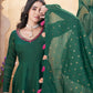 Rajwada Dark Green Silk Blend Printed Stitched Kurta Set For Women