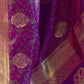 Rajwada Purple Silk Blend Woven Saree With Unstitched Blouse for Women