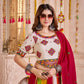 Rajwada Multicolor Cotton Blend Solid With Golden Border Semi-Stitched Lehenga For Women