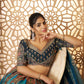 Rajwada Blue Banarasi Silk Embroidered Semi-Stitched Lehenga For Women