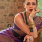 Rajwada Purple Organza Woven Saree With Unstitched Blouse for Women