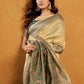 Rajwada Cream Silk Blend Solid Saree For Women