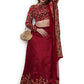 Rajwada Women Maroon Embroidered Art Silk Semi Stitched Lehenga With Unstitched Blouse