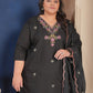 Rajwada Black Cotton Blend Embroidered Kurta Set For Women
