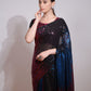 Rajwada Multicolor Embellished Georgette Saree With Unstitched Blouse For Women