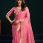 Rajwada Pink Cotton Blend Printed Saree For Women