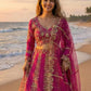 Rajwada Magenta Georgette Embellished Semi Stitched Lehenga For Women