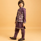Rajwada Purple Viscose Silk Embroidered Stitched Kurta Set For Kids