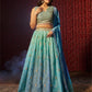 Rajwada Blue Organza Embroidered Semi-Stitched Lehenga For Women