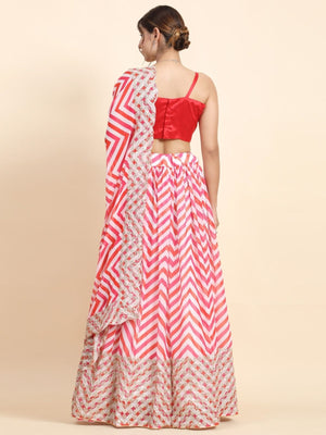 Rajwada Red Georgette Embellished Semi-Stitched Lehenga For Women