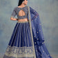 Rajwada Navy Blue Art Silk Embellished Semi-Stitched lehenga For Women