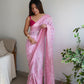 Rajwada Pink Georgette Embroidered Saree With Unstitched Blouse For Women